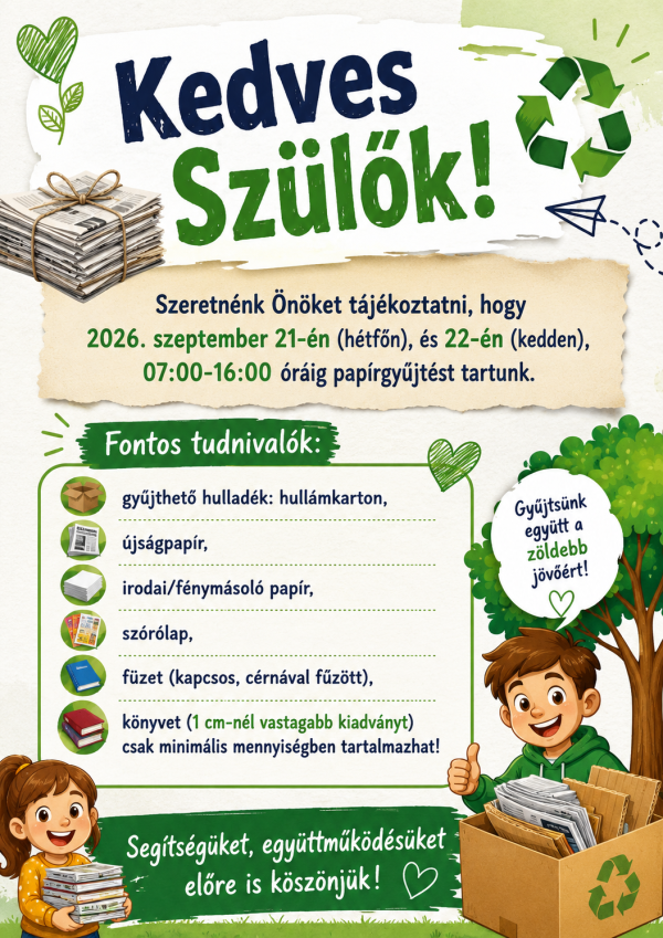 Papírgyűjtés a Bartók téren